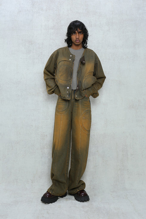 CIRCLE CUT-OUT WIDE PANTS -RUSTED BROWN- *Last1