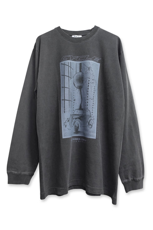 ELECTRONICS COMPANY CYCLE LONG SLEEVE TEE -CHARCOAL-