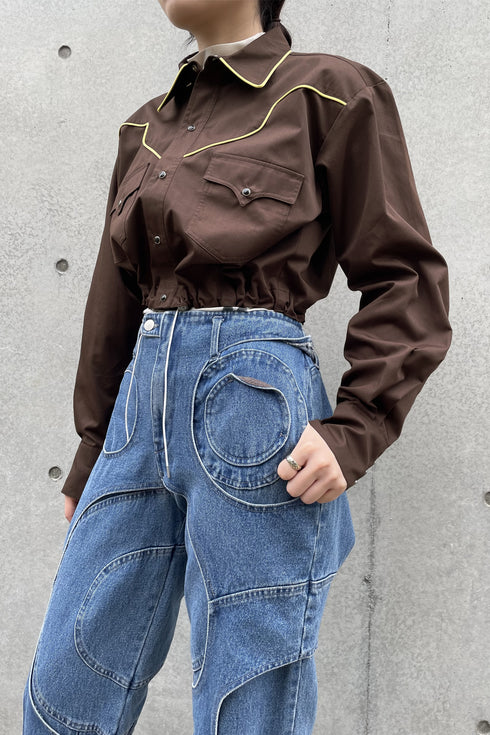 WESTERN COWBOY SHIRT -BROWN-