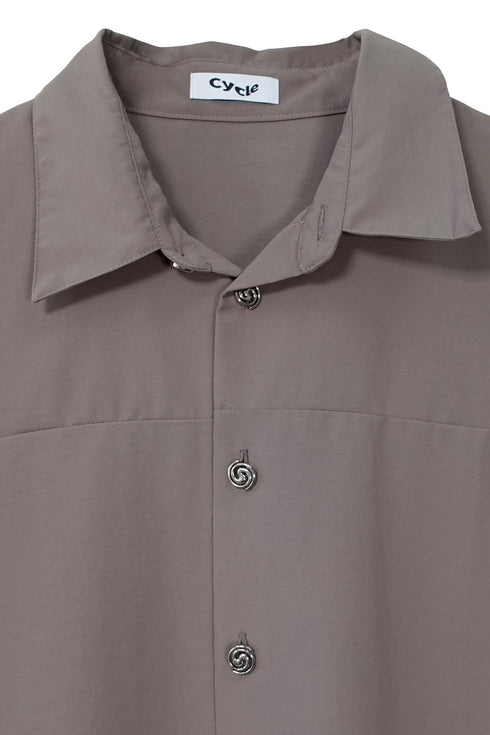 SPIRAL BUTTON SHIRT -GRAYISH BROWN-