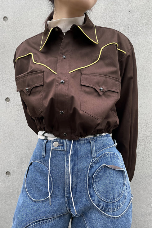 WESTERN COWBOY SHIRT -BROWN-