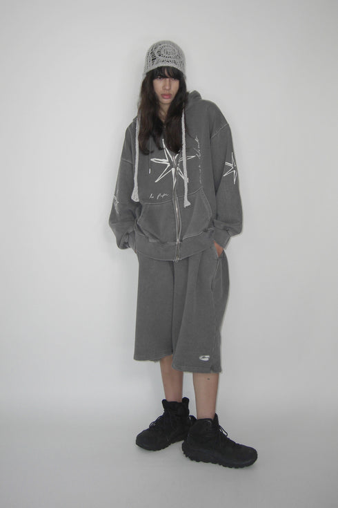 Mayte × Cycle ECHO STAR WASHED ZIP-UP HOODIE -GRAY-