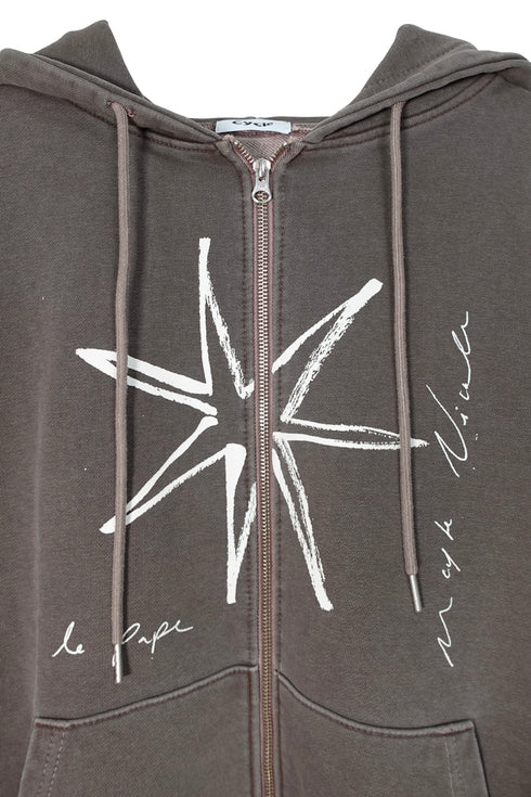 Mayte × Cycle ECHO STAR WASHED ZIP-UP HOODIE -BROWN-