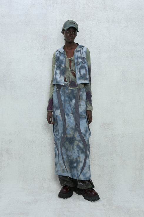 UNALOME SLEEVELESS HOODIE -TIE-DYE BLUE-