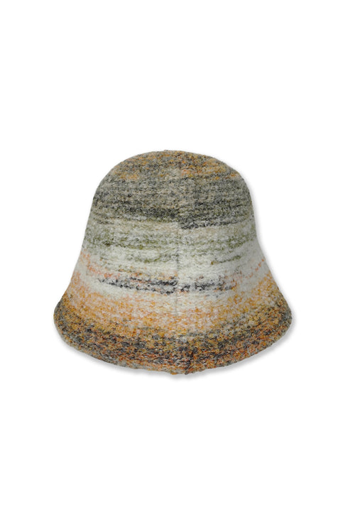 FUZZY MULTI STRIPE BUCKET HAT -ORANGE MIX-