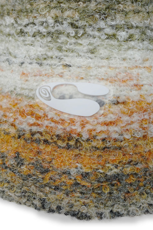 FUZZY MULTI STRIPE BUCKET HAT -ORANGE MIX-