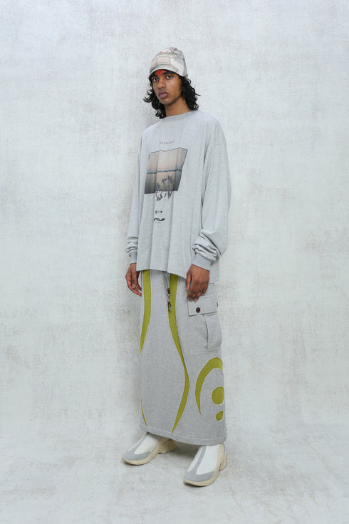 UNALOME LONG SKIRT -GRAY×GREEN-