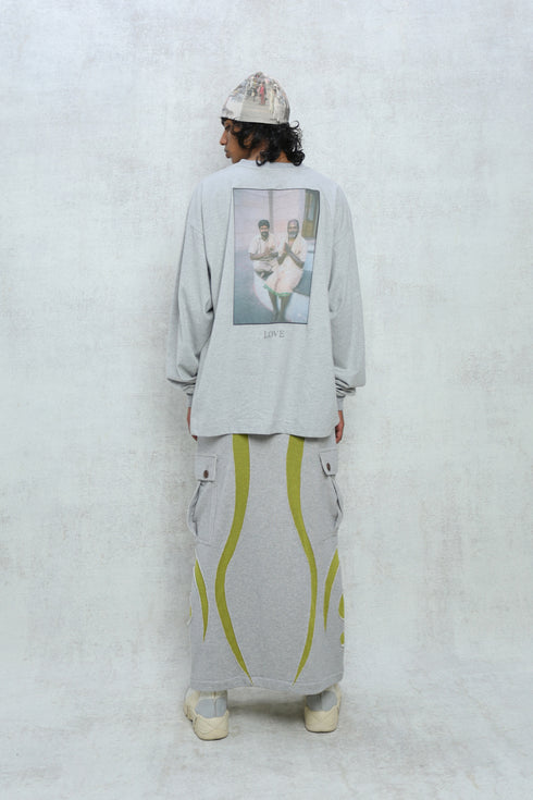 UNALOME LONG SKIRT -GRAY×GREEN-