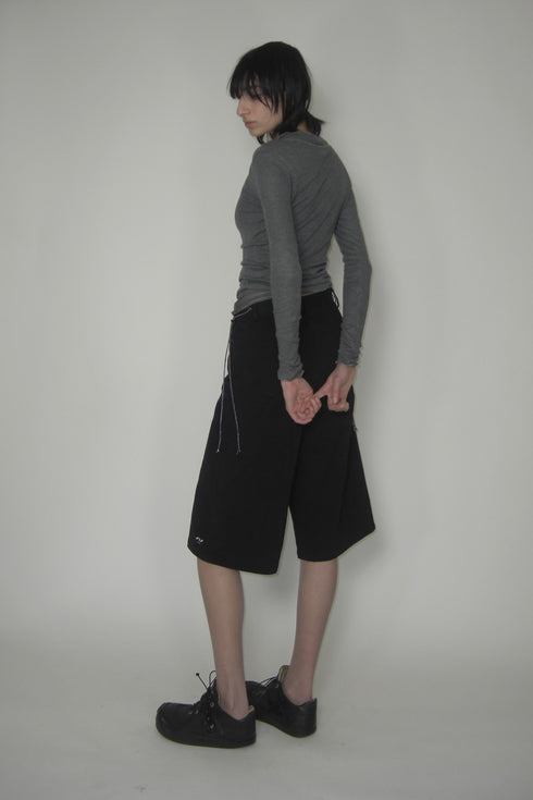 DRAWSTRING-EYELET HALF PANTS