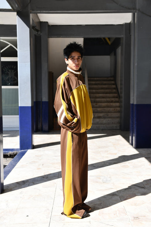 CYCLE LINE JERSEY PANTS -BROWN-