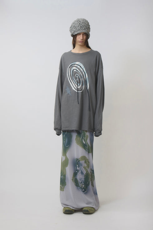 SPIRAL CODE LONG SLEEVE TEE -DARK GRAY-