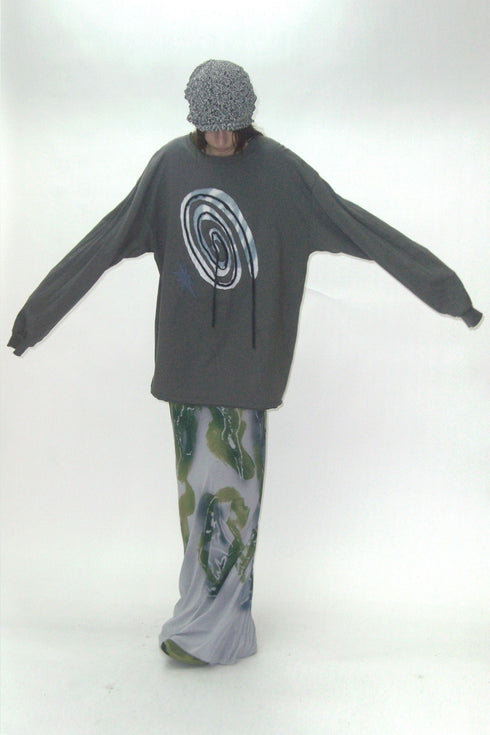 SPIRAL CODE LONG SLEEVE TEE -DARK GRAY-