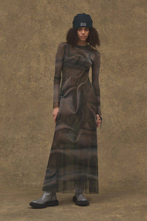 【RESTOCK】Scent × Cycle MESH MAXI DRESS -SILVER DENIM- *Last1