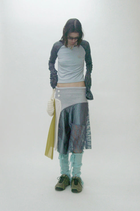 SPELL WAVE RAGLAN LONG SLEEVE TEE -LIGHT BLUE × CHARCOAL-