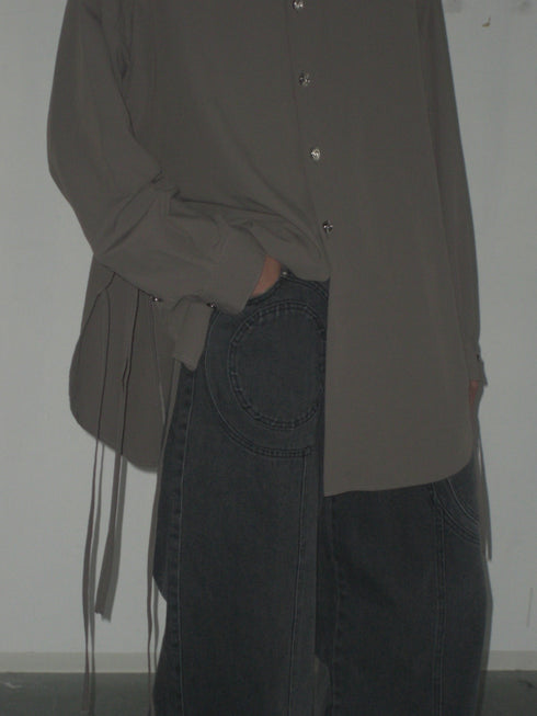 SPIRAL BUTTON SHIRT -GRAYISH BROWN-