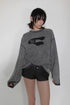 【RESTOCK】CUT-OUT LOGO WAFFLE TOPS -CHARCOAL-