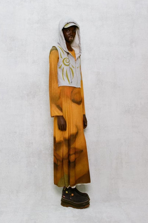 UNALOME SLEEVELESS HOODIE -GRAY×GREEN-