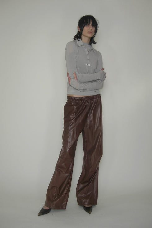 VEGAN LETHER WIDE PANTS