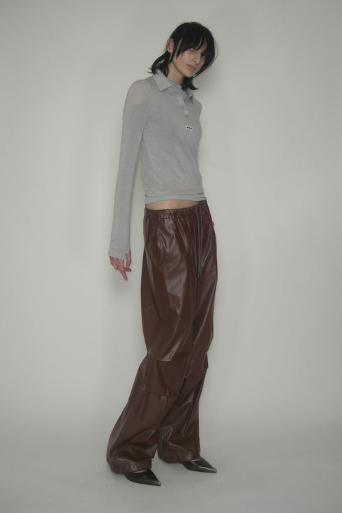 VEGAN LETHER WIDE PANTS