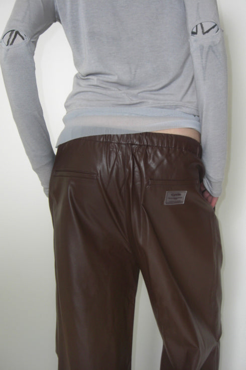 VEGAN LETHER WIDE PANTS