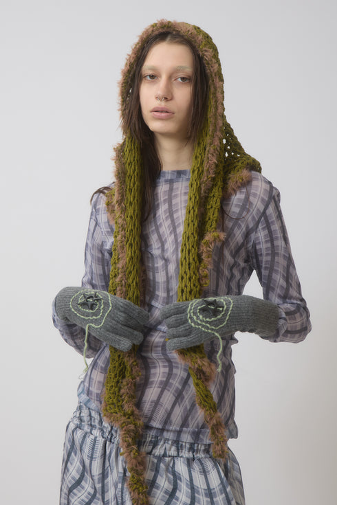 SPIRAL STAR KNIT GLOVES -CHARCOAL-