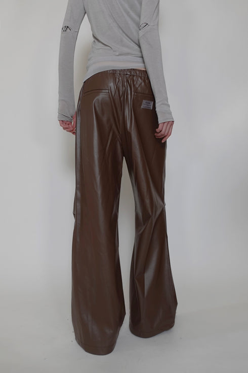 VEGAN LETHER WIDE PANTS