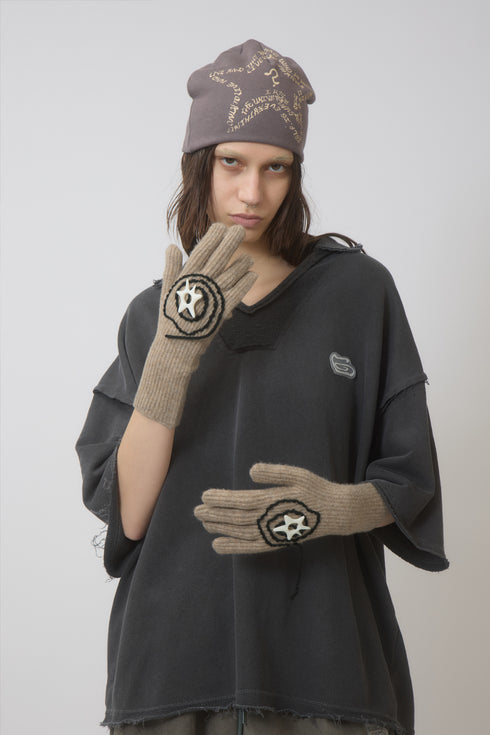 SPIRAL STAR KNIT GLOVES -BEIGE-