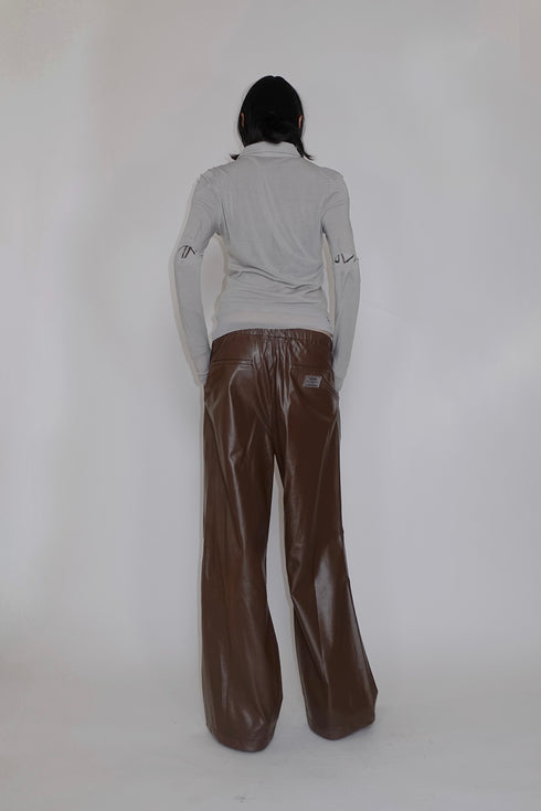 VEGAN LETHER WIDE PANTS