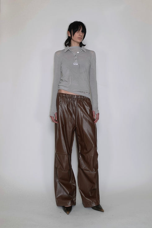 VEGAN LETHER WIDE PANTS
