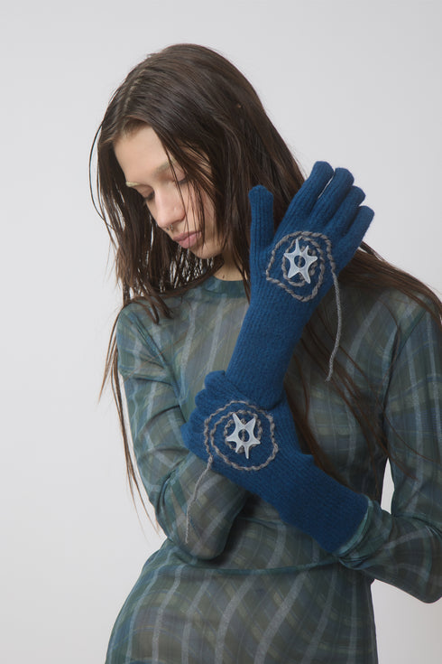 SPIRAL STAR KNIT GLOVES -DARK BLUE-