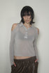 CUT-OUT SHEER POLO SHIRT