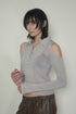 CUT-OUT SHEER POLO SHIRT