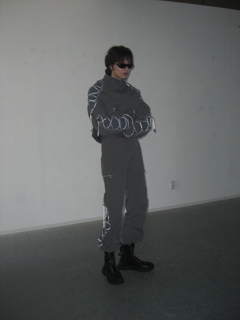 CODE MAZE ECO FABRIC BOMBER JACKET -GRAY (BAMBOO CHARCOAL)-