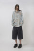 CIRCLE CUT-OUT WASHED HALF PANTS -BLACK DENIM-
