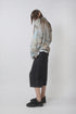 CIRCLE CUT-OUT WASHED HALF PANTS -BLACK DENIM-
