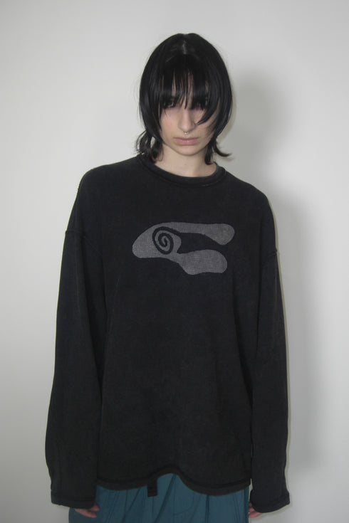 【RESTOCK】CUT-OUT LOGO WAFFLE TOPS -BLACK- *Last1