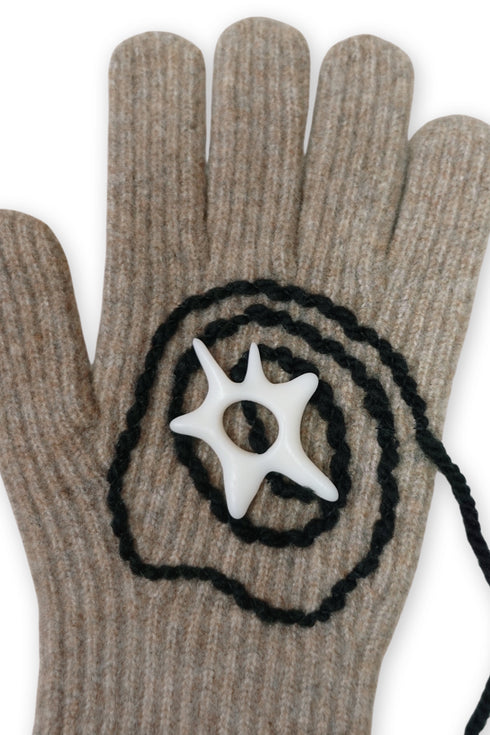 SPIRAL STAR KNIT GLOVES -BEIGE-
