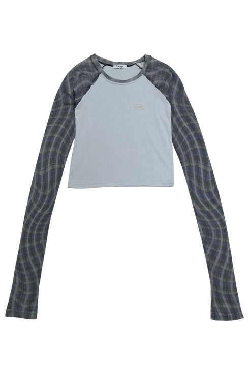 SPELL WAVE RAGLAN LONG SLEEVE TEE -LIGHT BLUE × CHARCOAL-