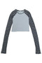 SPELL WAVE RAGLAN LONG SLEEVE TEE -LIGHT BLUE × CHARCOAL-
