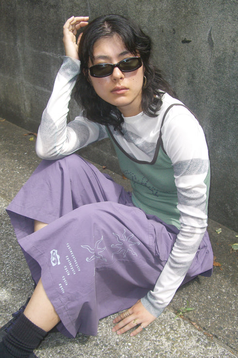 ROUND FLAP WIDE HALF PANTS -PURPLE-
