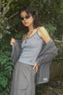 ROUND FLAP WIDE HALF PANTS -CHARCOAL-