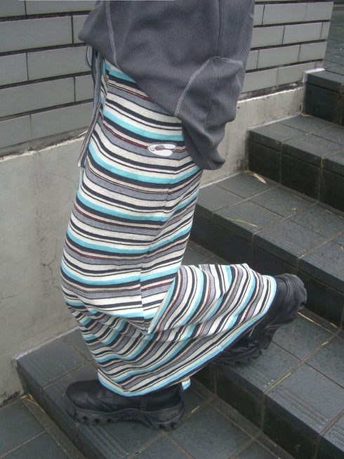 【RESTOCK】MULTICOLOR STRIPE DRAWSTRING SKIRT -BLUE MIX-