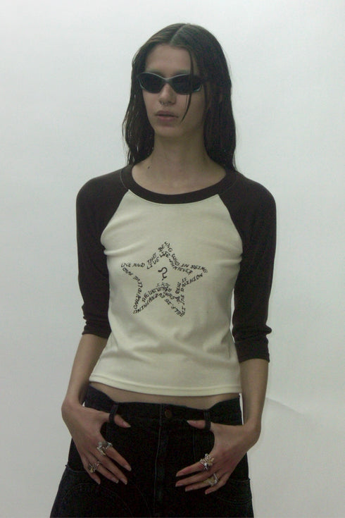 【PRE-ORDER】FEUERGOD × Cycle STAR RAGLAN TEE -LIGHT YELLOW × BROWN-