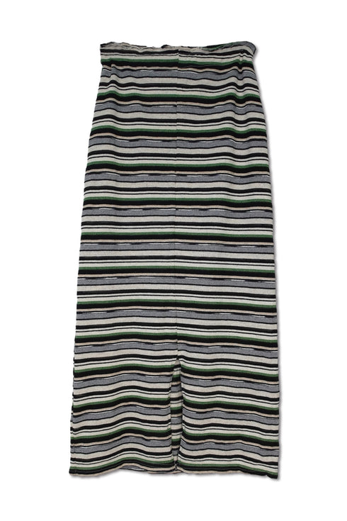 MULTICOLOR STRIPE DRAWSTRING SKIRT -GREEN MIX-