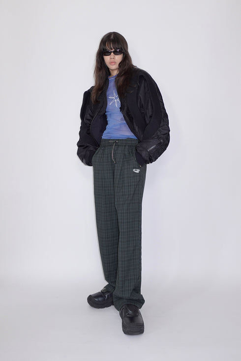 Mayte × Cycle ECHO STAR CHECK PANTS -DARK GREEN-