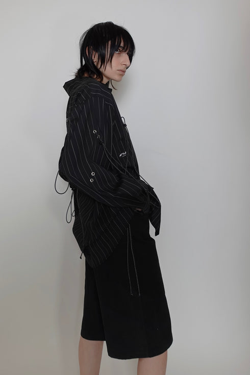 DRAWSTRING-EYELET HALF PANTS