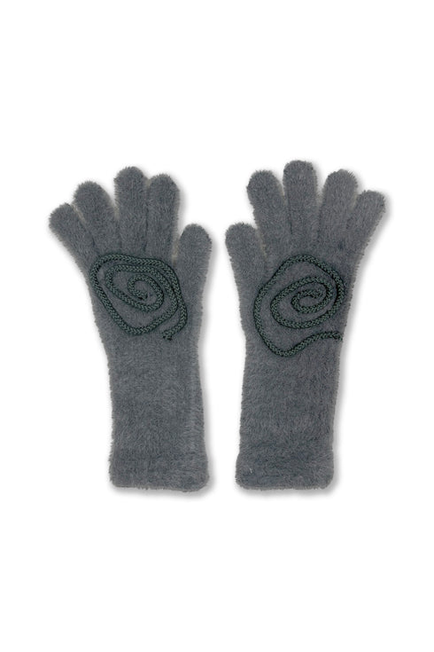 SPIRAL FLUFFY GLOVES -CHARCOAL- *Last1