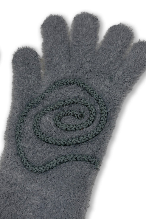 SPIRAL FLUFFY GLOVES -CHARCOAL- *Last1