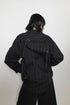DRAWSTRING-EYELET STRIPED SHIRT -BLACK-
