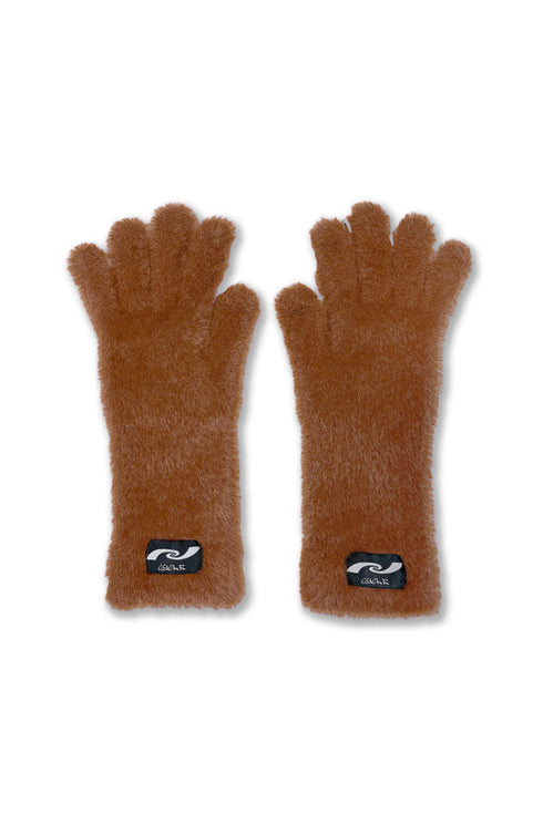 SPIRAL FLUFFY GLOVES -CAMEL- *Last1